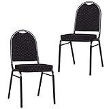 pemora 2er Set Stapelstuhl Bankettstuhl Konferenzstuhl Seminarstuhl Wartezimmerstuhl Metallstuhl schwarz BANKETT 150