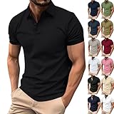 Herren Poloshirt mit Stehkragen oder Umlegekragen Männer Kurzarm Polo Shirt mit Modisches Knopfdesign Sommer Polohemd T-Shirt Freizeitshirt für Alltag und Freizeit