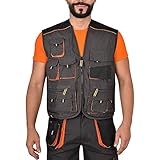 BWOLF Atlas Multifunktionale Arbeitsweste Herren Arbeitsweste Classic Grau/Orange (2XL)