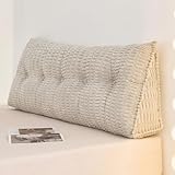 Weiches Keilkissen Bett Großes Rückenkissen,bequem und stützend,Lesekissen Wandkissen Lendenkissen für Couch und Betten,Stützkissen,Nackenkissen mit abnehmbarem Bezug,Khaki (150 * 20 * 50)