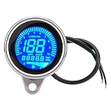 Geschwindigkeitsmesser, Duokon Motorrad LCD Meter Universal Tachometeranzeige Kilometerzähler DC 12 V 0-199km / h(Galvanisiertes Silber)