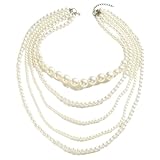 Vimmvid 6 Stück Perlenkette Damen Set,Perlenkette Herren Lagiger Modeschmuck Kette Lang, Perlen Kette Handwerkskunst, Pearl Necklace Langlebigkeit für Perlenschmuck Liebhaberinnen