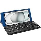 CACOE Bluetooth Tastatur mit Ständer, Mini Tastatur für Handy, Ultraflache Tragbare, Faltbare, Dual-Channel QWERTZ Tastatur mit Stellhalterung für Smartphone und mehr iOS Android Windows, Meerblau