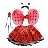 Nucelit Damenkostüm Stern Marienkäfer Flügel Stirnbänder Tutus für Verkleidungen Pretend Play Geburtstag Halloween Party Cosplay Halloween Dress Up Outfit