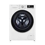 LG F4WV709P1E, Klasse A, Frontlader-Waschmaschine 9 kg, Wi-Fi, AI Direct Drive, Tiefenreinigung mit Dampf, TurboWash 360°, Große Kapazität, Außentür aus gehärtetem Glas, 60 x 62 x 85 cm ꟷ Weiß