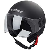 Motorradhelm Motorrad Roller Jet Helm Demi Avio Viser Homologiert SonicMoto Matt Schwarz M