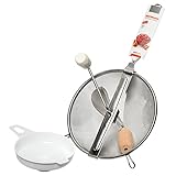 Westmark Einkoch-Set, 1 Passiersieb/Passe-vite + 1 Einmach-/Marmeladen-Trichter, ABS/Holz/PP, Weiß/Silber, 119722E6
