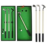 Minigolf - Golf Geschenke für Männer - Fidget Pen, Golf Pen Set, 3 Golfschläger Kugelschreiber, Mini Desktop Spiele, Lustiges Fidget Spielzeug, Ideal für Feiertage, Bürogeschenke und Golf-Fans