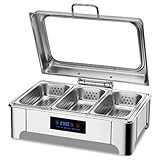 Chafing Dish Buffet Set Große Kapazität Edelstahl mit Klappdeckel LED Temperaturregelung für Event Catering und Bankette