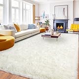 PIPABOBO Teppiche für Wohnzimmer, ultraweich, flauschig, Zottelteppich, moderner Plüsch-Teppich für Schlafzimmer, Kinderzimmer, Wohnheim, Heimdekoration, ästhetisch, Cremeweiß