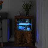 WDGJJFECNMUEHI Modern LED Side Cabinet with RGB Lighting, Smoked Oak Finish Wood Material Storage Organizer for Living Room Bedroom Home Decor Furniture