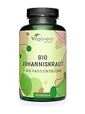 BIO Johanniskraut hochdosiert | mit organic Passionsblume | Extrakte aus Europa | Laborgeprüft | Hypericin - Flavonoide | Vegan - ohne Zusatzstoffe | Deutsche Produktion von Vegavero®