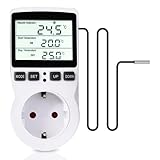 Digitales Thermostat, Temperaturregler, digital, LCD-Temperaturregler, multifunktional, mit Timer und Sonde für Gewächshaus, Aquarium, Heizung, Terrarium, Aquarium, Reptilien, Inkubator