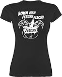 Shirt Damen - Angler Geschenke & Angeln Zubehör - Komm her Fischi - M - Schwarz - t-Shirt lustige+sprüche+für+t-Shirts lustige sprüche Tshirts für Frauen Shirts mit Spruch spruche Tshirt Frau