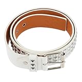 FRCOLOR PU Nietengürtel Weiß Modischer Damengürtel mit Quadratischen Nieten Strapazierfähig und Vielseitig für Jeans Partys und Alltag Geeignet