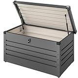 Gardebruk® Auflagenbox 385L Volumen Metall Abschließbar Gasdruckfeder 120x62cm Wetterfest Garten Balkon Keller Gartenbox Gartentruhe Anthrazit