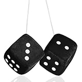Plüschwürfel EIN Paar Fuzzy Plüsch Würfel Unschärfe Würfel für Rückspiegel 7cm Retro Quadrat Plüschwürfel für Auto mit Weiß Punkt Spiegelunschärfewürfel zum Aufhängen von Autozubehör (Schwarz)