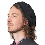 CHARM Baskenmütze Damen Barett Herren Beret Häkelmütze Strickmütze aus 100% Baumwolle Barrett für Sommer & Winter Schwarz