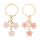 Ouligay 2 Stück Blume Schlüsselanhänger für Mädchen Damen, Süß Bag Charms Aesthetic Taschenanhänger für Frauen Geburtstagsgeschenk Kleine Geschenke Beste Freundin Geburtstag Kollegen Erzieherin Lehrer