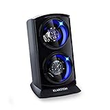 Klarstein Uhrenbeweger, Automatik-Uhrenbeweger, Watch Winder, Uhrenbeweger für Automatikuhren, Leiser Automatischer Uhrenbeweger, Platz für 2 Uhren, LED Beleuchtung, 3 Drehmodi, 4 Rotation, Schwarz