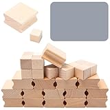 Rebanky 30 Stück Hartholz Stempel Blanko Stempel Rohling Holz Eckig Stempelhalter in 2 Größen 1 Stempelpad Lasergravur Stempelblock für DIY Bastelarbeiten