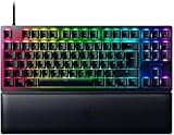 Razer Huntsman V2 Tenkeyless (Purple Switch) - Optische Gaming-Tastatur ohne Ziffernblock (Klickende Optische Switches, Doubleshot PBT-Tastenkappen, Handballenauflage) QWERTZ DE-Layout | Schwarz
