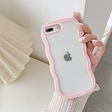 QLTYPRI Kompatibel mit iPhone 7 Plus Hülle, iPhone 8 Plus Transparent Handyhülle Aesthetic Curly Case Frauen Mädchen Girls Süßes Wellen Design Silikon TPU Bumper Schutzhülle - Rosa