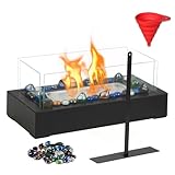 BRIAN & DANY Tischkamin Tischfeuer, Bioethanol Tischkamin mit Kieselsteine, Ethanol Tischkamin für Outdoor Indoor, Schwarz