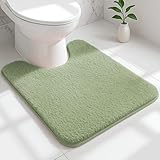 RUN HELIX Mikrofaser Badematte rutschfest WC Vorleger mit Ausschnitt，50x50cm WC Teppich，2cm uper Dicker badezimmerteppich，super saugfähig，badematte，badteppich，badvorleger