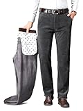 ziilay Cordhose Herren Winter Gefüttert mit Super-Soft Fleece Futter Stretch Kord Anzughose Kordhose Schneehose 8209hDGY33W32L