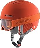 Alpina ZUPO Set (+Piney) - Hochwertiges, Sicheres & Robustes Set aus Skibrille & Skihelm Für Kinder, Pumpkin-orange matt, 51-55 cm