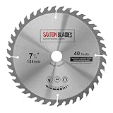 TCT18440T20B TCT-Kreissägeblatt, 184 mm x 40 Zähne x 20 mm Bohrung (16 mm Ring), passend für Evolution, Bosch, Makita usw.