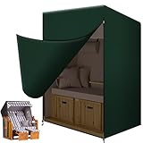 Funshot Strandkorb Schutzhülle Winterfest, Strandkorbhülle Winterfest, Strandkorb Abdeckung, Abdeckhaube für Strandkörbe Wasserdicht Winddicht, Outdoor Furniture Cover, Grün, 125x90x165/135cm