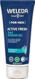 WELEDA Bio For Men 3in1 Duschgel & Shampoo ACTIVE FRESH vegan - Naturkosmetik Männer Duschseife & Haarpflege mit Eukalyptus & Vetiver Duft. Natürliche Dusche zur Reinigung von Haut & Haar (1x 200ml)