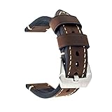Ersatz-Uhrenband, echtes Leder, für Armbanduhr, Vintage-Stil, für Herren/Frauen, mit Edelstahlschnalle, schwarz/braun, 20 mm/22 mm/24 mm, dunkelbraun, 22 mm