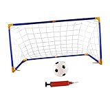 MUSISALY Tragbare Fußballtore Für Kinder Faltbares Fußballtor Für Drinnen Und Draußen Inklusive Fußballnetz Fußball Und Aufblasgerät Größe S 2 Lange Rohre 4 Kurze Rohre Förmige