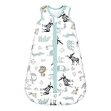 Mosebears Baby Schlafsack Winter 2.5 Tog,100% Baumwolle Baby Winterschlafsack für Babys 0-24 Monate(Blau-Zoo,12-18 Monate)