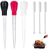 Fleischspritze 6-teiliges Set, Bratenspritze, Turkey Baster, Inklusive Reinigungsbürste, Turkey Baster Pipette, Marinadenspritze, Geeignet für Schweinefleisch, Rindfleisch, Huhn, Geflügel, Fisch