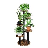 Bamworld Blumenständer Holz Pflanzenständer Pflanzentreppe Pflanzenregal Blumentreppe Outdoor Wetterfest etagere 5 etagen Braun Balkon Deko Orchideenerde