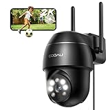 COOAU 2K Überwachungskamera Aussen WLAN ,355°/90°Schwenkbar IP Kamera Outdoor mit Mensch Bewegungsmelder, Automatische Verfolgung ,24/7 Aufnahme, Farbige Nachtsicht, IP66, 2-Wege-Audio