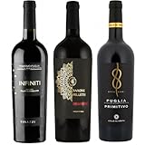 3 er Probierpaket Primitivo | 3 Flaschen Rotwein aus Apulien, Italien | Weinprobe-Set | 3 x 0,75l