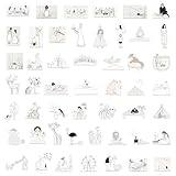 50Counts Kunst-Illustrations-Aufkleber, wasserabweisend, ästhetisch, für Scrapbooking, Notizbuch, Wasserflasche, Handyhülle, Journaling-Sammlung
