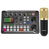 DJ-Kontrollmixer DJ Ausrüstung Mikrofon Soundkarte Konsole Studio Soundkarte Kit Kabel Telefon Mischen Computer Live Voice Mixer F998 Soundkarte(With Microphone)