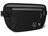 Vantamo Bauchtasche Damen Ultraflach mit RFID-Schutz, Geldgürtel für Reisen mit 2 Fächer und Verstellbarem Gurt, Hüfttasche Herren für Laufen und Wandern Passt für Reisepass, Bargeld und Telefon