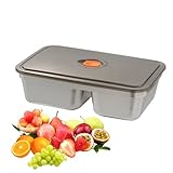 Generisch Edelstahl Brotdose - 2-Fach Unterteilte Lebensmittelbox,Auslaufsicher & Tragbar Für Picknick Schule Camping Arbeit Kühlschrank Reisen