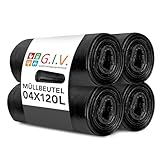 G.I.V. Stabile reißfeste Müllbeutel 4x 120L Fassungsvolumen 30 µ - 20 Stück pro Rolle - schwarze Abfallsäcke 70x110cm flüssigkeitsdicht & recyclingfähig - Restmüll in Haushalt, Gastronomie, Industrie