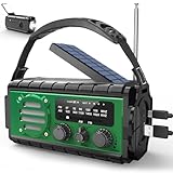 MILFECH 20000mAh Solar Radio, AM/FM Kurbelradio Tragbar Dynamo Wetter Notfallradio, LED Taschenlampe & Leseleuchte, Type-C Aufladen, SOS Alarm, IPX6 für Camping Outdoor(Grün)