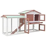 Gecheer 2-stöckig Großer Kaninchenstall 145 x 45 x 85 cm (L x B x H) Mit Einer rutschfesten Rampe für einen leichten Zugang zum Obergeschoss,Abschließbare