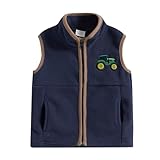 Owl's-Yard Fleece-Weste für Kleinkinder, Jungen, leger, ärmellos, Traktor-Stickerei, Stehkragen, Reißverschluss, Weste, Mantel mit Taschen, Babyweste für Frühling und Herbst, marineblau, 2-3 Years