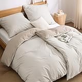 BEDSURE Bettwäsche 135x200 Baumwolle 4teilig - Bettwäsche-Sets Beige Khaki Taupe Wendebettwäsche 2er Set mit 2 Kissenbezüge 80x80 cm, Oeko-TEX Zweifarbiger Bettbezug mit Reißverschluss